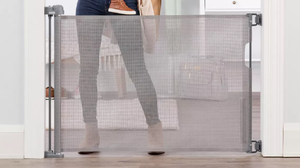lot 204 image: Regalo Fabric Retractable Baby Gate up to 50 Wide 30 High - Gray
