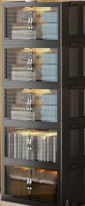 lot 261 image: SAILUN 136Gal543Qt Stackable Storage Bins Folding Collapsible Storage Bins with Lid, Closet Organizers and Storage Box with Door Beige 26 W x 17 D x 71 H