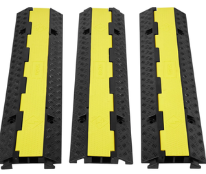 lot 264 image: VEVOR 3 PCs Cable Protector Ramp 2 Channel 12000 lbs Load Wire Cable Cover Ramp 38.5 x 11 Slightly Used