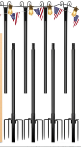 lot 267 image: addlon 4 Pack 10FT String Light Poles for Outside Heavy-Duty, Bend & Break Resistant, Rust-Proof Waterproof Outdoor Poles for Hanging String Lights for Patio, Garden, Bistro, Wedding, Parties - Black