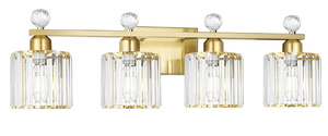 lot 290 image: Modern Crystal Bathroom Vanity Light, 4-Lights Bathroom Light Fixtures, Brass Gold Vanity Lighting Fixtures Over Mirror, Brushed Wall Sconce Light for Bedroom, Kitchen, Living Room, Gallery, E26 Base