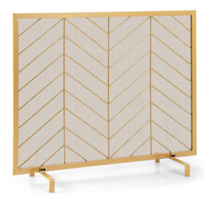 lot 295 image: Costway 38 x 31 Golden Single Panel Fireplace Screen