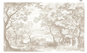 lot 359 image: Vintage Beige Forest Woodland Mural Wallpaper for Bedroom Living Room (Not Peel n Stick)