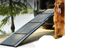 lot 371 image: Dog Ramp for Car Portable Dog Ramps for Large Dogs with Non-Slip Rug Surface Dog Car Ramp for SUV Car & Truck, Folding Dog Ramp Up to 250LBS