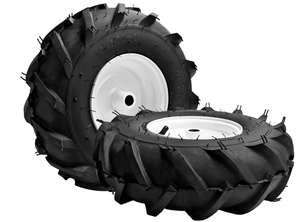 lot 375 image: (2 Pack) 13x5.00-6 Tiller Tire and Wheel-Heavy Duty,34 Axle & 3-18 Centered Hub, Compatible with Craftsman, Troy-Bilt, Lawn Tractors & Tillers  Replacement for Garden, Farm, Landscaping