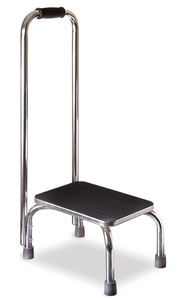 lot 386 image: DMI Step Stool with Handle and Non Skid Rubber Platform, Lightweight and Sturdy Stool for Seniors, Adults and Children, Holds up to 300 Pounds with 9.5 Inch Step Up, 17.3D x 12.3W x 34H, Chrome