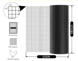 lot 496 image: Hardware Cloth 12 inch 48 x 100 ft Heavy Duty Black Chicken Wire Fencing 19 Gauge Vinyl Coated Welded Wire Mesh Roll PVC Hardware Cloth Chicken Wire Fencing Garden Fence Tree Guard