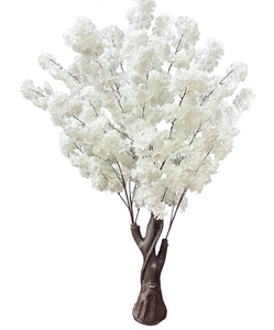 lot 498 image: Artificial Cherry Blossom Tree, 4.3FT White Faux Cherry Blossom Tree for Home, Wedding & Party Decoration, Indoor & Outdoor