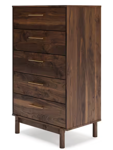 lot 300 image: Calverson Brown 5 Drawer 29.88 in. Chest of Drawers