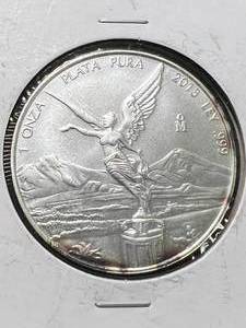 lot 10 image: 2013 MEXICAN LIBERTAD 1 TROY OZ .999 FINE SILVER
