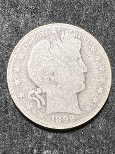 lot 19 image: 1899 US BARBER HALF DOLLAR