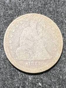 lot 20 image: 1861 US SEATED LIBERTY QUARTER