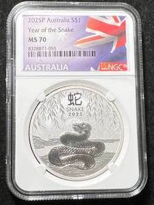lot 24 image: 2025 AUSTRALIAN YEAR OF THE SNAKE NGC MS70