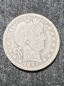 lot 28 image: 1893 US BARBER QUARTER