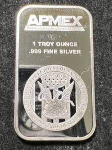 lot 29 image: 1 TROY OZ .999 FINE SILVER APMEX BAR