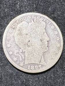 lot 33 image: 1897 US BARBER HALF DOLLAR