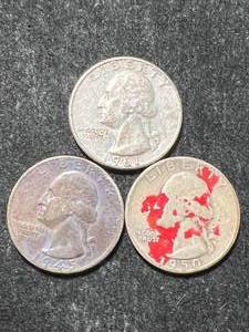 lot 35 image: 3 US WASHINGTON QUARTERS 1945 1950 1961