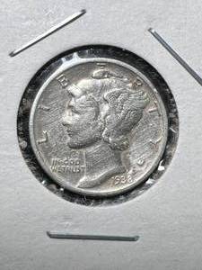 lot 45 image: 1938 US MERCURY DIME