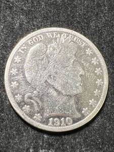 lot 51 image: 1910-S US BARBER HALF DOLLAR