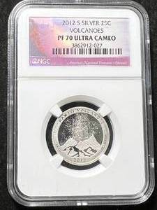lot 52 image: 2012-S US VOLCANOES SILVER QUARTER NGC PF70 ULTRA CAMEO
