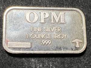 lot 64 image: 1 TROY OZ .999 FINE SILVER OPM BAR