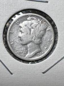 lot 70 image: 1939-D US MERCURY DIME