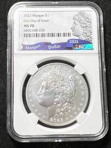 lot 77 image: 2023 US MORGAN SILVER DOLLAR NGC MS70