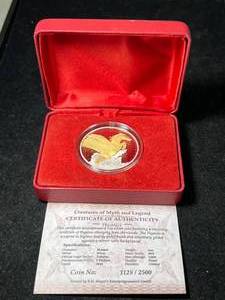 lot 82 image: 1 TROY OZ .999 FINE SILVER PEGASUS PROOF ROUND IN BOX