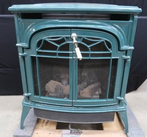 lot A6 image: GREEN ENAMEL  CAST IRON FIRE PLACE