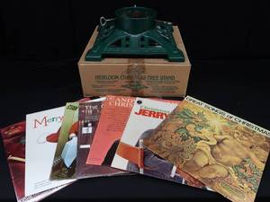 lot 3 image: HEIRLOOM CHRISTMAS TREE STAND  CHRISTMAS ALBUMS