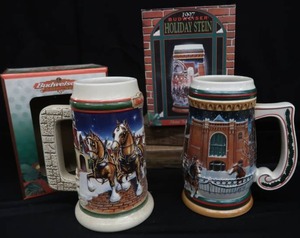lot 8 image: COLLECTIBLE BUDWEISER HOLIDAY STEINS