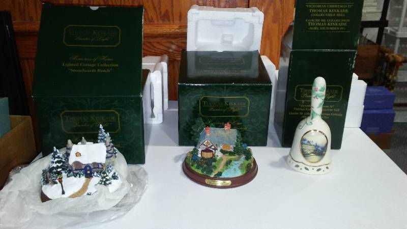 lot 844 image: Thomas Kinkade Prints, NEW Revolving Photo Clock, Albums, Frames And More.