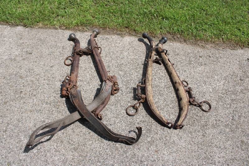 lot 929 image: Antique horse Hames, Reins and Rope (2 sets)w Storage Tote