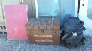 lot 802 image: Vintage Chest, Table and Shop Vac