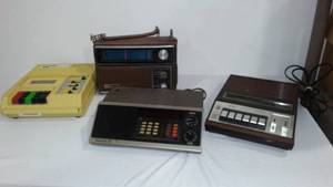 lot 856 image: Vintage Assortment Electronics. Scanner, Cassette recorders (2) and Transistor Radio.