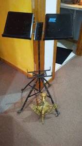 lot 870 image: Antique Bible Stand and Hanging Candle Holder (heavy).