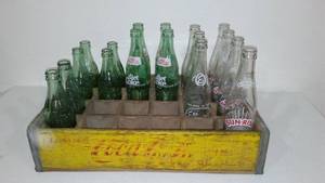 lot 882 image: Vintage Wood Coca Cola Crate and Bottles.
