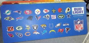 lot 897 image: 6 ft. Bud Light  NFL Folding Table.
