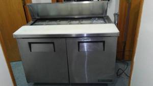 lot 908 image: True 2 Door Refrigerated SandwichSalad Prep Table.