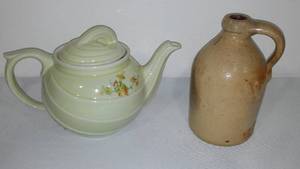 lot 936 image: Antique Salt Glaze Jug and Hall Drip-O-Later Circa 30s.