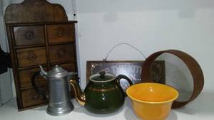 lot 955 image: Spice Box, Pewter Stein, Halls Tea Pot and more.