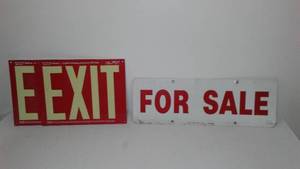lot 642 image: Metal Exit (2) and For Sale Signs.