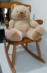 lot 664 image: Vintage Wooden Childs Rocking Chair W Teddy.