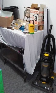 lot 668 image: Eclectic Vintage Lot Whirlwind Vacuum, Chimney Sweep, Canner And More.