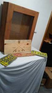lot 682 image: Display Case, Vintage License Plates (68,72) And More.