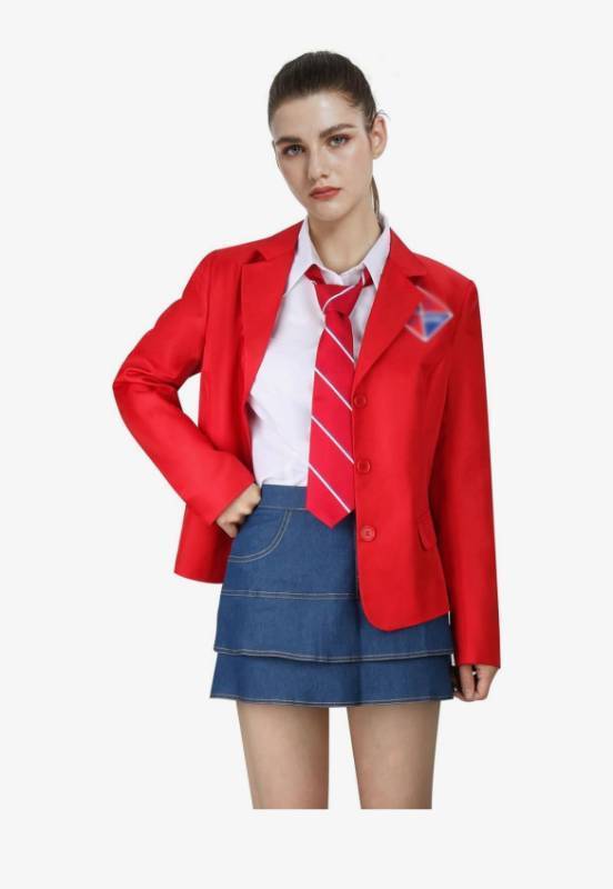 lot 46B image: Womens School Uniform Costume Set Halloween Cosplay Shirt Coat Skirt Tie Outfit, Size Small $53 Retail - Brand New