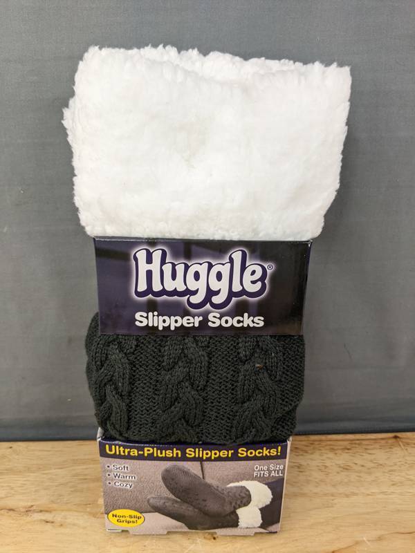 lot 88D image: Huggle Slipper Socks Gray Ultra-Plush One Size - Brand New