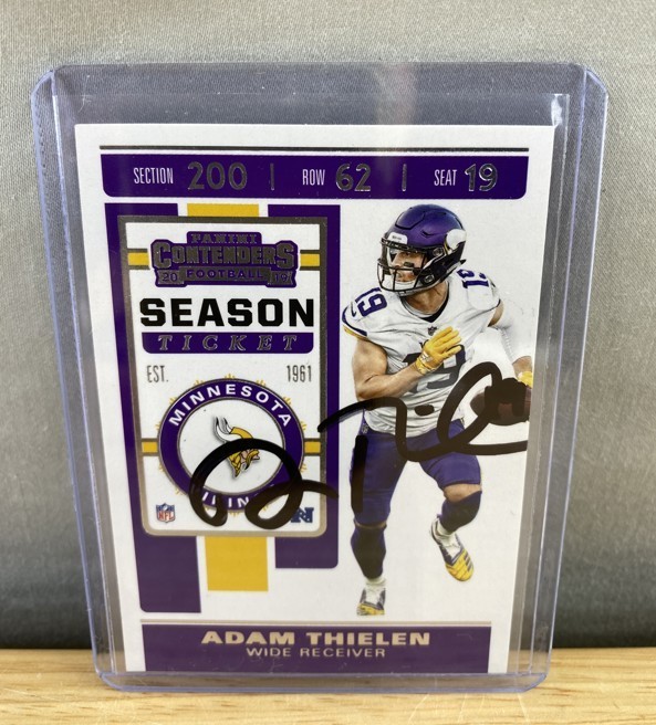lot 18E image: Adam Thielen Autographed 2019 Panini Contenders Minnesota Vikings NFL Card I