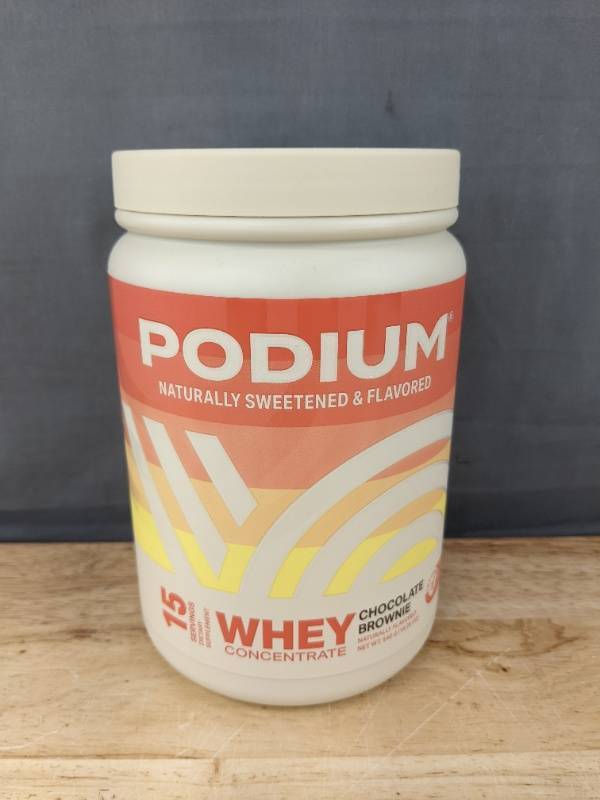 lot 58L image: Podium Whey Concentrate Chocolate Brownie Protein 19 oz - Brand New