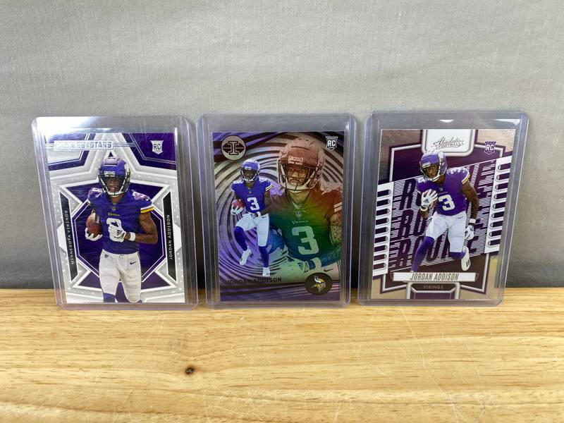 lot 37D image: Jordan Addison Minnesota Vikings Rookie 3 NFL Card Lot